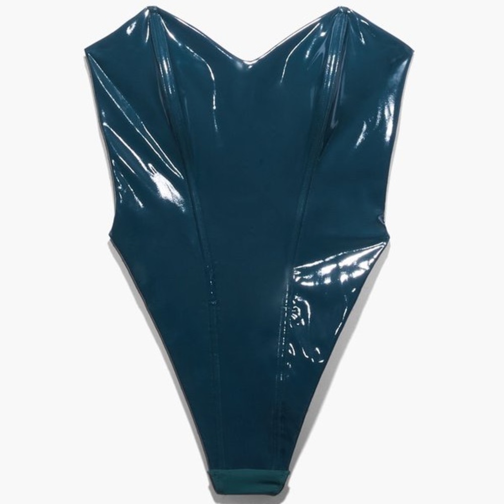 Savage X Fenty Leather Tease Vinyl Strapless Teddy